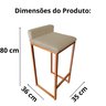 Kit 2 Banco Banqueta Cadeira Grécia Base Metal Bronze Veludo Cor:azul Marinho - 8