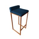 Ver imagem 5 de Kit 2 Banco Banqueta Cadeira Grécia Base Metal Bronze Veludo Cor:azul Marinho