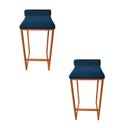 Ver imagem 1 de Kit 2 Banco Banqueta Cadeira Grécia Base Metal Bronze Veludo Cor:azul Marinho