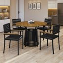 Ver imagem 1 de Conjunto Sala de Jantar Mesa Redonda 4 Cadeiras com Braço MDF Roma Preto