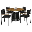 Ver imagem 2 de Conjunto Sala de Jantar Mesa Redonda 4 Cadeiras com Braço MDF Roma Preto