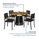 Ver imagem 7 de Conjunto Sala de Jantar Mesa Redonda 4 Cadeiras com Braço MDF Roma Preto