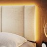 Cabeceira Estofada Iluminação Led Glow Cama Solteiro 90cm Linho Bege - 2