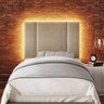 Cabeceira Estofada Iluminação Led Glow Cama Solteiro 90cm Linho Bege - 4