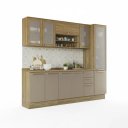 Ver imagem 1 de Armário de Cozinha Modulada Completa Reta 7 Peças 2,50m 216 Botanic Kappesberg - Nogueira/Fendi