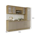 Ver imagem 2 de Armário de Cozinha Modulada Completa Reta 7 Peças 2,50m 216 Botanic Kappesberg - Nogueira/Fendi