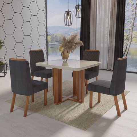 Sala de Jantar 90x90 4 Cadeiras Paola Bom Pastor