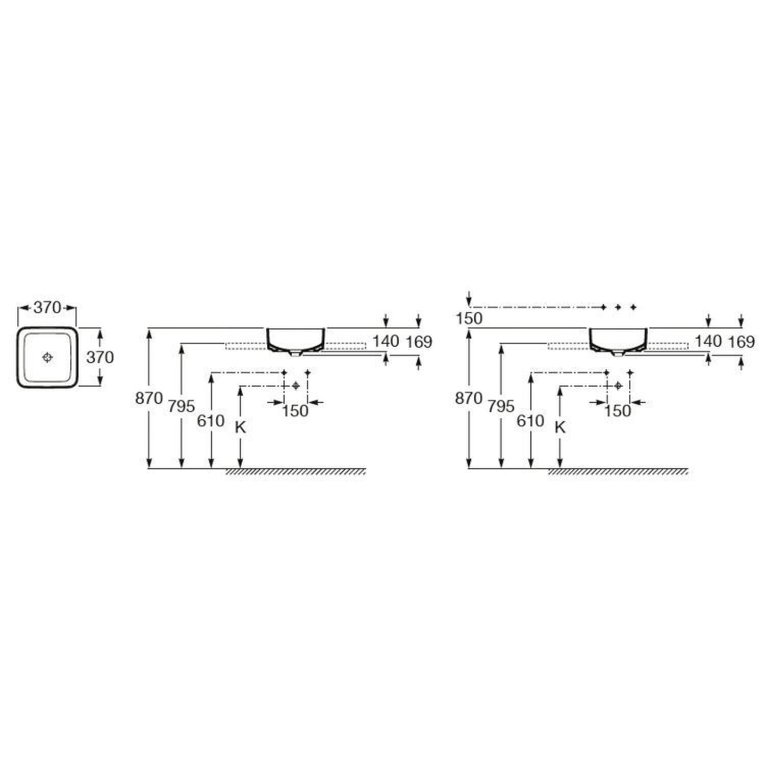 Kit 3 Cubas de Apoio 370x370 Inspira Square Roca - 4