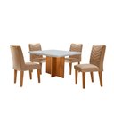 Ver imagem 2 de Conjunto Sala de Jantar Mesa Olímpia 90cm Tampo em Mdf Canto Copo e 4 Cadeiras Liz Moderna