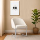 Ver imagem 1 de Banqueta Poltrona Lua Penteadeira e Salão com Base Metálica Prata:bege