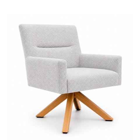 Poltrona Lykke Giratória Giromad Bouclé Cinza - Sallar Home