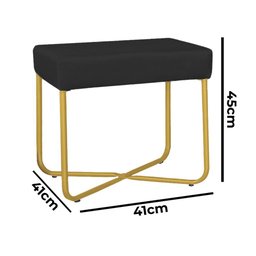 Puff Decorativo Luxo Loja Unna Base Dourado - Nanda Decor:veludo Preto - 3