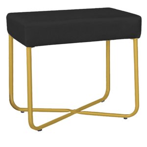 Puff Decorativo Luxo Loja Unna Base Dourado - Nanda Decor:veludo Preto
