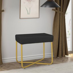 Puff Decorativo Luxo Loja Unna Base Dourado - Nanda Decor:veludo Preto - 4