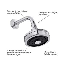 Ducha Auto-limpante Cromado Abs com Cano Inox Rainha Metais - 3