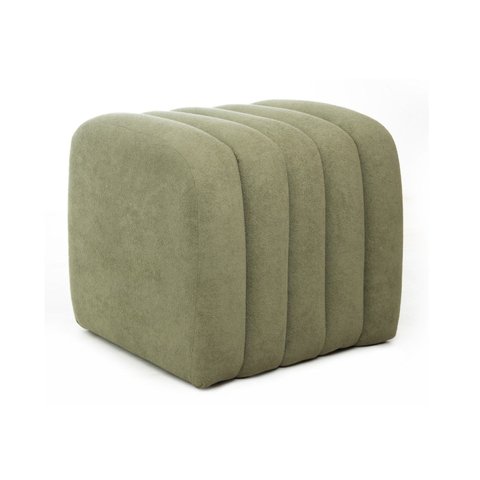 Puff para Sala de Estar Tube Boucle Verde Oliva