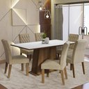 Ver imagem 1 de Conjunto Sala de Jantar Mesa Tampo de Madeira 6 Cadeiras Rustic/branco/imperial Britney Madesa