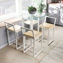 Ver imagem 1 de Conjunto Mesa Vidro 4 Cadeiras Pequena Pinus Industrial White