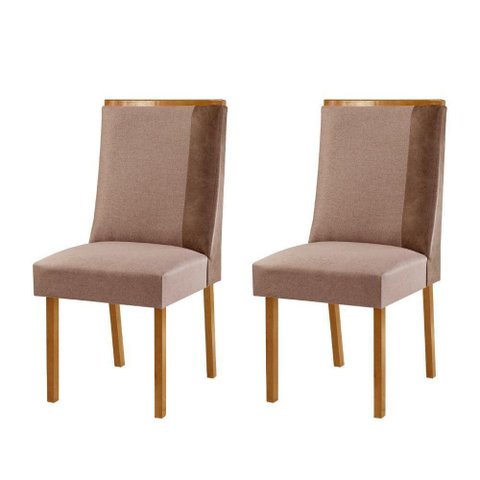 Conjunto com 2 Cadeiras Madeira Diane para Sala de Jantar Linho Capuccino/tork/capuccino