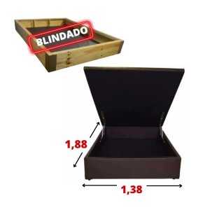 Cama Box Baú Casal Blindada/Reforçada - Corino Marrom