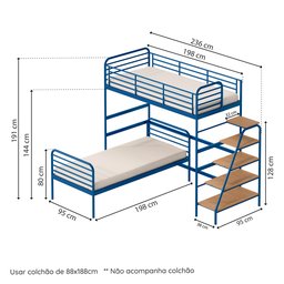 Beliche com Escada Lateral em Ferro Aço Carbono Tubular Teko Casatema - 3