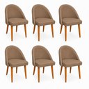 Ver imagem 2 de Kit 6 Cadeiras Lua Estofada Moderna Sala de Jantar Suede Cappuccino