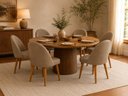 Ver imagem 1 de Kit 6 Cadeiras Lua Estofada Moderna Sala de Jantar Suede Cappuccino