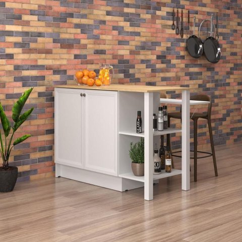 Bancada Gourmet Ilha Cozinha Ditália 2 Portas Cd-1028 Branco