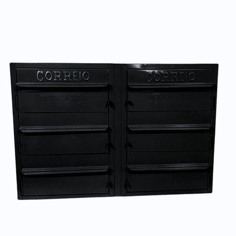 Caixa de Correios 6 Módulos Preta Tamanho 15x50x36cm Aço Preto