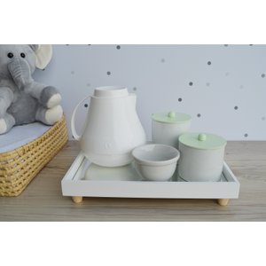 Kit Higiene Porcelana Bebê Unissex Maternidade Bancada Verde Bebê Térmica