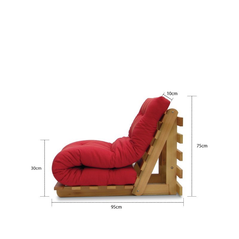 Sofá-cama Futon Slim S 01 Lugar Cor Vermelho Tomate FUTON BRASIL - 4