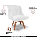 Ver imagem 4 de Kit 5 Cadeiras Decorativas Sala de Jantar Base Giratória de Madeira Firenze PU Branco Brilho/Natural