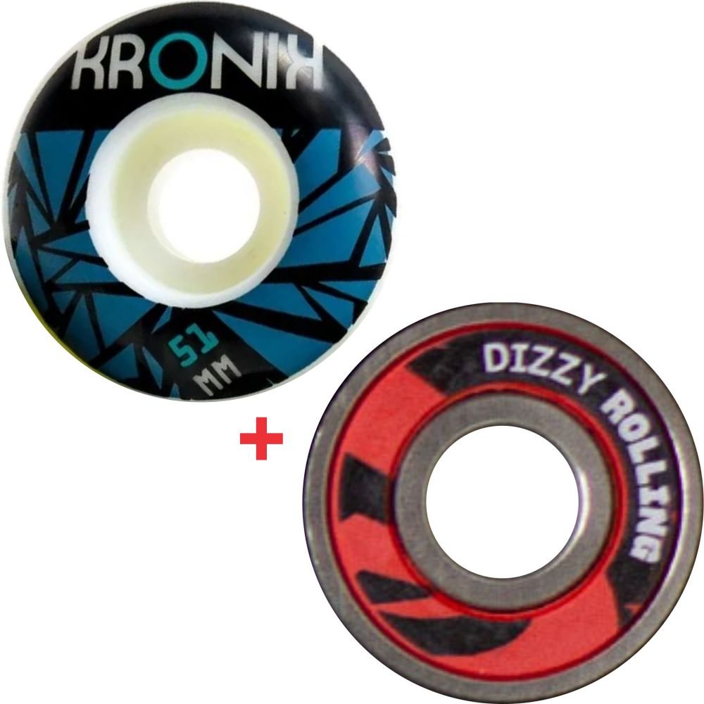 Roda Kronik 51mm 98A + Rolamento Dizzy Rolling