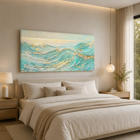 Quadro Canvas Praia e Mar Pintura Decoração Sala Quarto 100x55