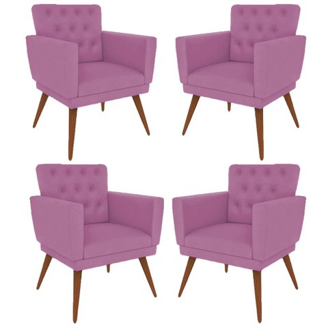 Kit 4 Poltronas Nina com Capitone - Rosa