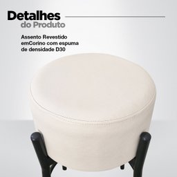 Kit 2 Banquetas para Cozinha Balcão Bistrô Bancada Dre Média:off White - 5