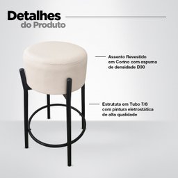 Kit 2 Banquetas para Cozinha Balcão Bistrô Bancada Dre Média:off White - 6