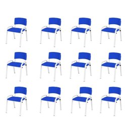 Kit 12 Cadeira Iso Infantil Creche, Escola Base Branco Azul - 2