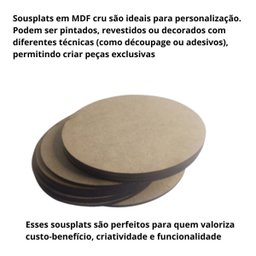 Suplat Sousplat Soupla Supla 10cm Kit com 50 Mdf Cor Cru - 4