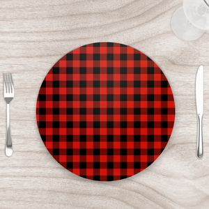 Capa para Sousplat 35cm Natal Xadrez Buffalo Vermelho/preto - sem Base - Kit com 2