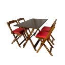 Ver imagem 1 de Mesa Dobrável com 4 Cadeiras Estofadas 120x70 Vermelho