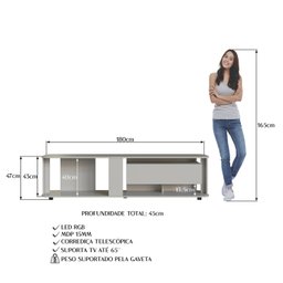 Rack para Tv até 65 Polegadas com 1 Gaveta e Iluminação em Led Rgb Ra0180 - 12