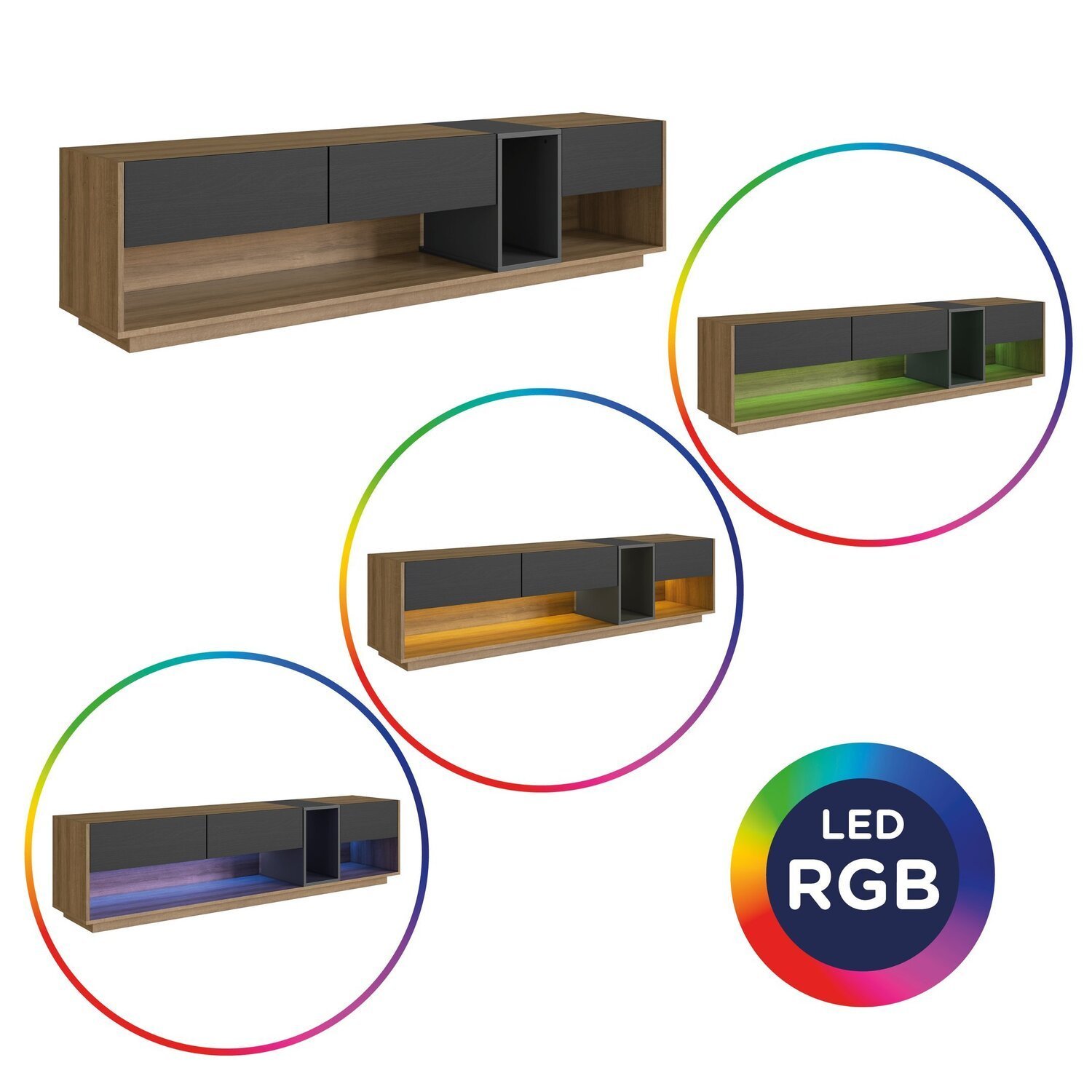 Rack para Tv até 65 Polegadas com 3 Gavetas e 1 Nicho com Iluminação em Led Rgb Ra8001 - 10