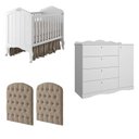 Ver imagem 2 de Quarto de Bebê 2 Peças com Berço Capitonê Cômoda 4 Gavetas Aquarella Espresso Móveis Branco
