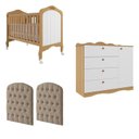 Ver imagem 2 de Quarto de Bebê 2 Peças com Berço Capitonê Cômoda 4 Gavetas Aquarella Espresso Móveis Bege/Nature/Branco