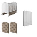 Ver imagem 2 de Quarto de Bebê 2 Peças com Berço Capitonê e Guarda-Roupa 4 Portas 4 Gavetas Aquarella Espresso Móvei Branco