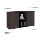 Ver imagem 5 de Armário Baixo com 02 Portas e Nicho 75x135x42cm Wlab135 Terracota Preto