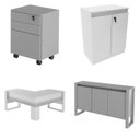 Ver imagem 2 de Conjunto 7 Peças 2 Mesas L com 1 Gaveteiro 2 Balcões e 2 3 Portas Espresso Móveis Branco