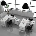 Ver imagem 1 de Kit 7 Peças 2 Mesas L com 1 Gaveteiro 2 Balcões e 2 Balcões 3 Portas Espresso Móveis