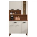 Ver imagem 2 de Armário de Cozinha com Balcão Star 6 Portas 1 Gaveta com Vidro Nogueira/off White - Pnr Móveis